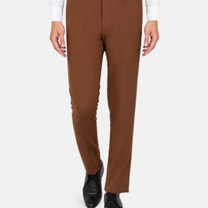 Slim Fit Textured Brown Pants